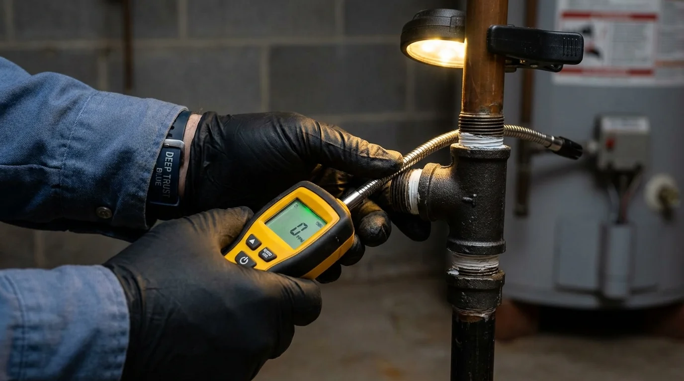 Gas leak detection with electronic sniffer by Johns Plumbing LLC in Reisterstown