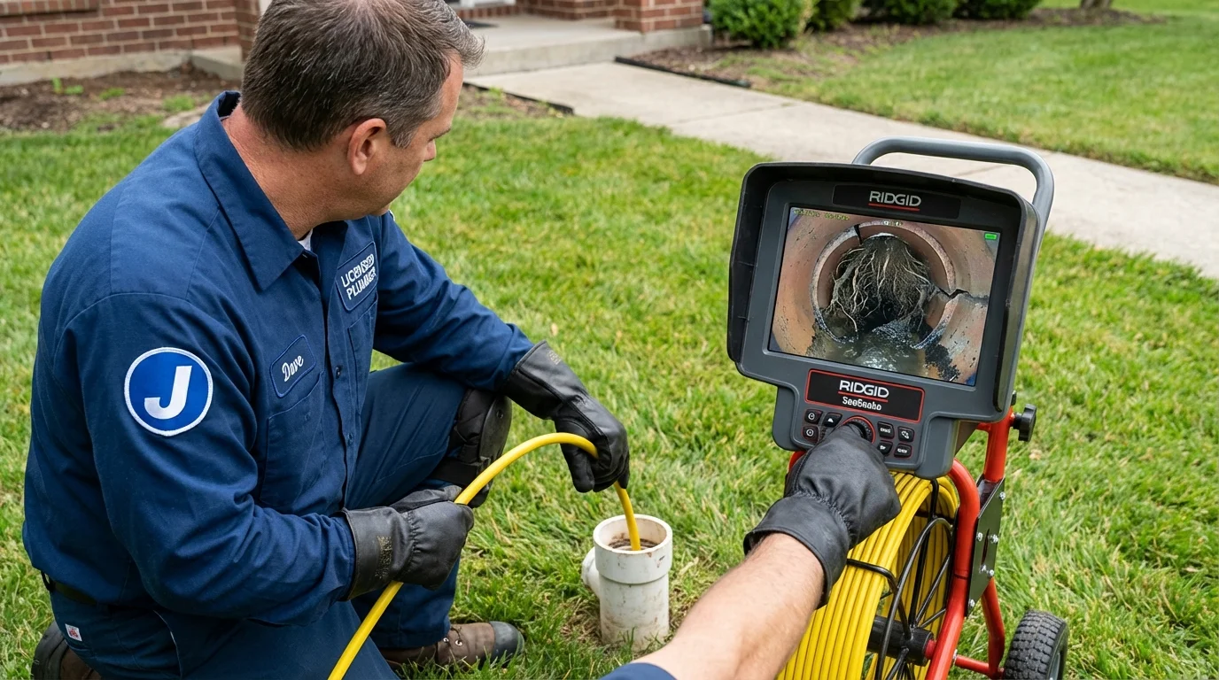 Sewer camera inspection being performed by Johns Plumbing LLC in Reisterstown